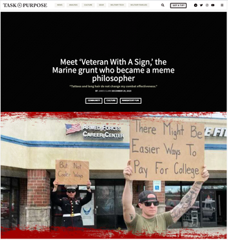 task & PURPOSE X VETERAN WITH A SIGN  ARTICLE