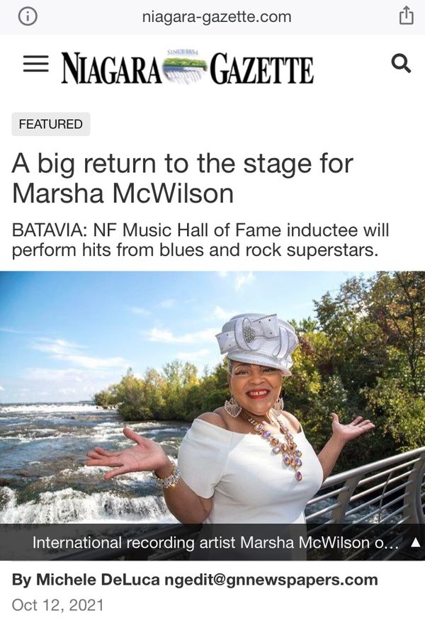 Click or touch the pic to read the Oct. 2021 Niagara Gazette article about Marsha!
