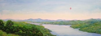SOLD Balloon Over The Hudson - Oil on Gallery Wrapped Canvas - 18" x 36" - $700
