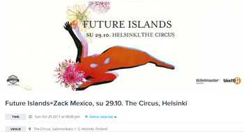 2017 10 29 Zack Mexico opens for Future Islands at The Circus Helsinki, Finland
