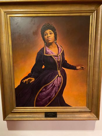 Here is a portrait of one of my most beloved sopranos, Leontyne Price. Price was the first African-American soprano to receive international acclaim.  I had the pleasure to see her sing in recital with piano when I was in high school a few blocks over from The Met at Carnegie Hall on a Sunday afternoon. My dad was so kind to take me to the concert. A truly incredible and incomparable voice and stage presence! A true diva.
