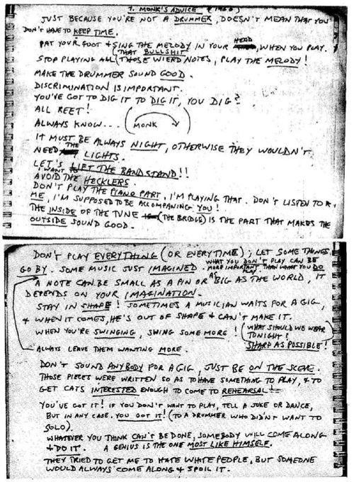 Theloneous Monk's Advice to Steve Lacy