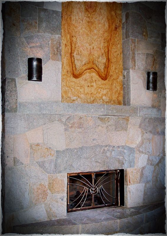 Custom fireplace in context.