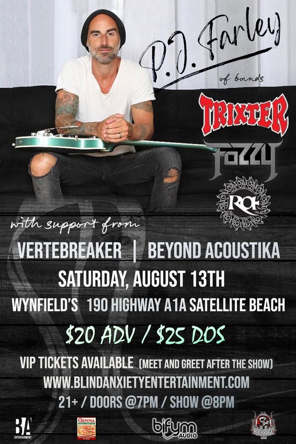 August 13th at Wynfield's in Satellite Beach! Tickets are on sale below so get them NOW!