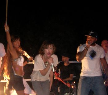 With Milla Jovovich and Flo-Rida on a private island in Italy
