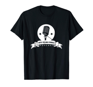 <b>Guys Telling Stories Microphone Design T-Shirt<b><br>Price:  $14.95