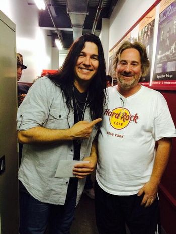 Keith Lenn backstage with Mark Slaughter at Bergen PAC on 6-27-14
