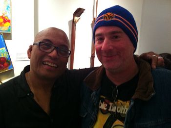 Keith Lenn with Smithereens bassist Severo Jourancion after a Smithereens show in Fairfield, CT 11-17-13
