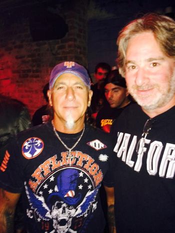 Keith Lenn with Accept and TT Quick frontman Mark Tornillo before an Accept show at The Gramercy Theater in New York City on 9-15-14
