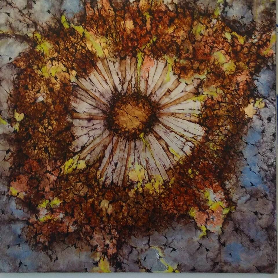 Alzheimer's Cell: Oil Painting on Gold/Silver leaf ground
