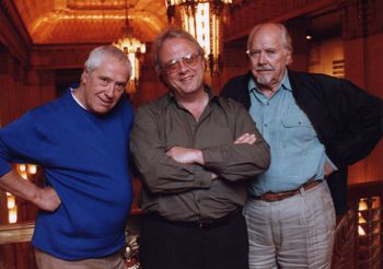 Taken in the lobby of the Opera House during rehearsals of McTeague at Lyric Opera of Chicago - 1992; Arnold Weinstein, librettist; William Bolcom, composer; Robert Altman, librettist and director
