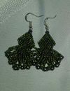Seed Bead Earrings Silver and Green