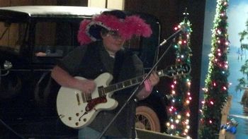 Landry sporting the crazy hat at Oil City's MardiVal party sponsored by the SOC Club.
