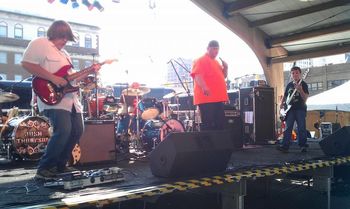 Palmer with Landry & Company during sound check at 2014 Kiss Country Fest
