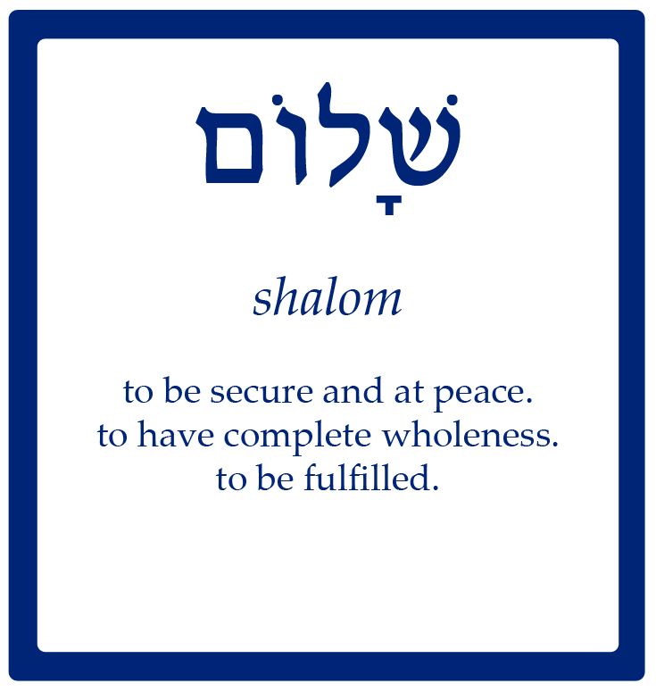 Shalom  Wholeness/Oneness/Justice