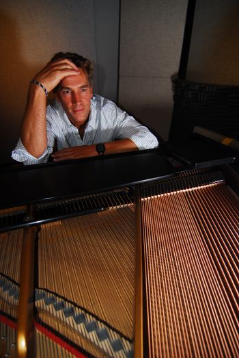 Puzzling over the piano during recording of "If You Ever Leave Me" @ Sucker Punch Recording Co.
