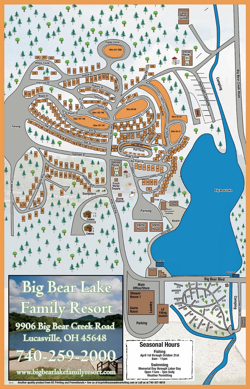 Big Bear Lake Wv Map Big Bear Lake Family Resort - Campground Map