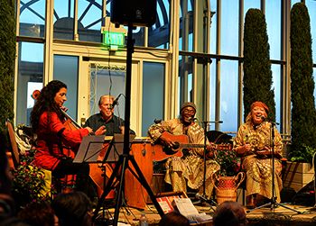 Siama's Afrobilly Blue (Jacqueline Ultan, Tim O'Keefe & Dallas) performing at Como Conservatory in 2016
