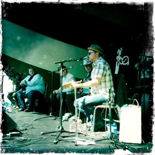 on stage with Colin Linden, Matt Anderson and Amos Garrett
