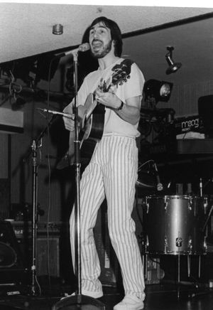 Early 1980s. Performing at a gig with Sheila Walsh at Hilton Hotel, Cobham, UK
