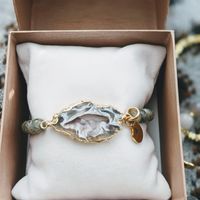 Agate Druzy Bracelet with Natural Labradorite 