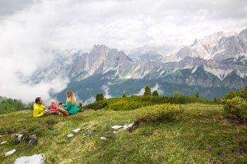 Hiking high above the town of Cortina, Italy
