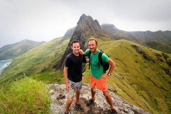 Steve Thom and I at the summit of Ah Bua Peak on Waya Island, Fiji

