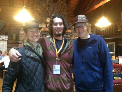 Edda Glass at Crown of the Continent Guitar Workshop and Festival with participant Jorren Gies and guest artist Brett Dennen. 