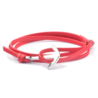 Anchor Bracelet - Red & Silver