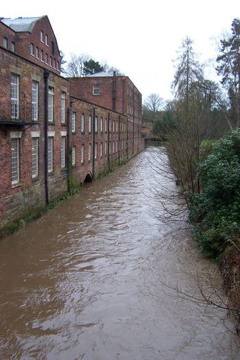 Quarry Bank Mill beside the River Bollin [The tailwater outlet]
