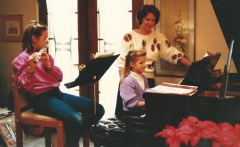 Playing a duet with sister Katie (left), in Rocklin, Ca.
