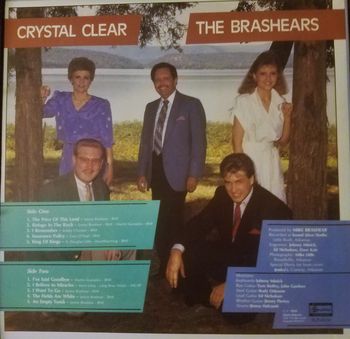 Back cover of the Brashear's album, Crystal Clear, circa 1986,
