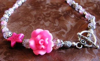 Pink rose necklace/wristwrap gemstone. sold
