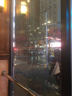 The rainy view from Majestic Delicatessan (50th and Broadway)