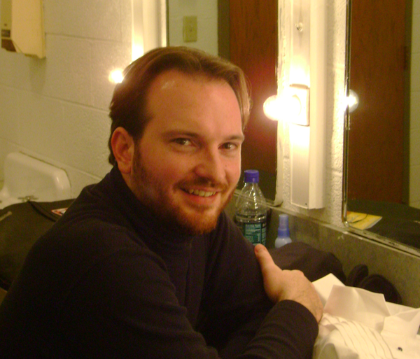 David, in the dressing room before the show, on a Venetian Christmas national tour.
