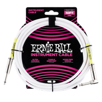 Ernie Ball P06049 Ultraflex 1/4" TS 10' Guitar Instrument Cable (white)