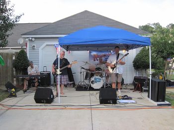 Jammin' the 4th of July Block Party with guest keyboardist "Professor Greyhair"....
