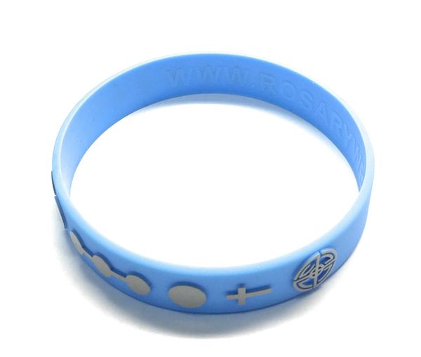 Rosary Wristband - Light Blue & Silver