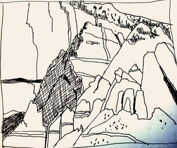 "Cliffs of Zion" is another drawing done quickly while our leader was talking about the geological formations. What a dramatic area!
