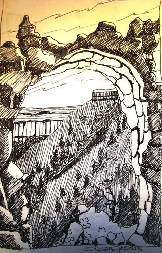 "Arch in Bryce" I'm not sure of the exact name of this arch. However, one of the arches recently collapsed. I was happy to have drawn this one before anything happens to it.
