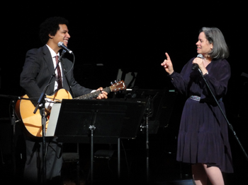 Gabriel Gordon sharing stage with Natalie Merchant, 2013
