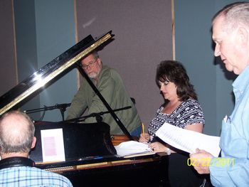 Roger Talley, David Johnson, Anna and Ernie working on another song.
