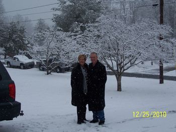 Deb and I at Sharon's on Christmas day, which by the way was our 41st wedding anniversary! Debbie loves the snow.
