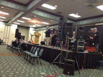 Ernie singing with the "band" at Smokey Mountain Campmeeting 2013.
