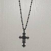Black Beaded Cross Necklace