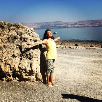 Welcoming the sun at the Sea of Galilee
