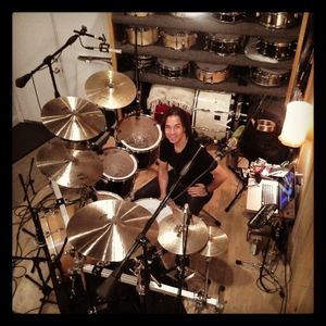 Steve with his custom Sam Bacco drum kit
