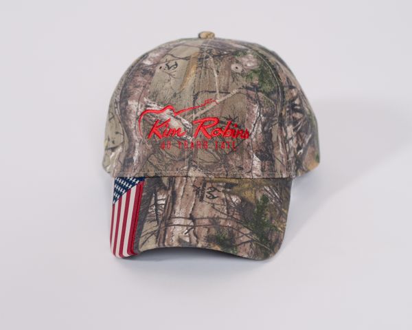 Camouflage Hat With Red Lettering 