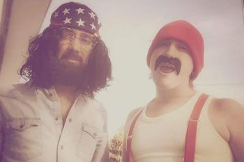 Dressed as Cheech and Chong for Halloween show.
