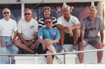 Rod, Jim, Brenda, Dan, Marty Theurer and Dave on Dave's Boat "July" in September
